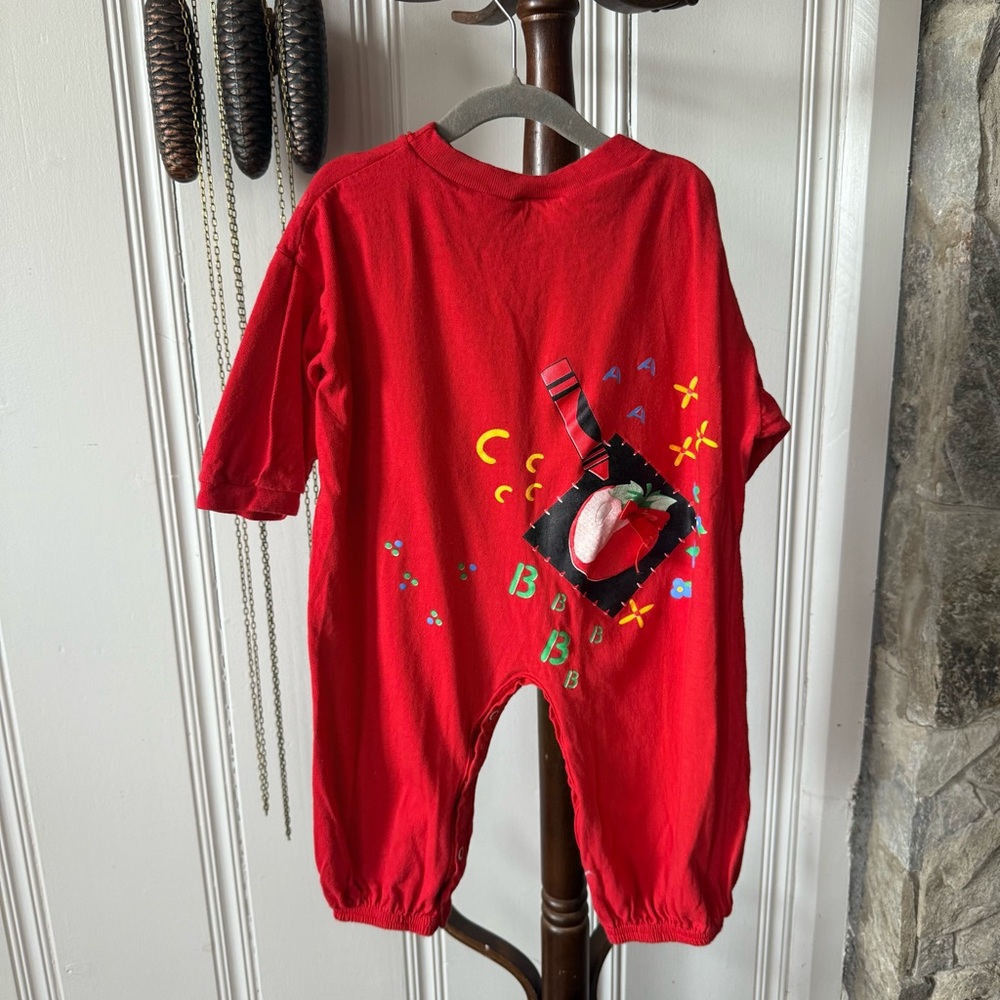 Vintage 90s ABC’s Red Romper Jumpsuit size 3t - Picture 6 of 7